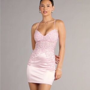 Windsor Blush Pink Lace Mini Dress